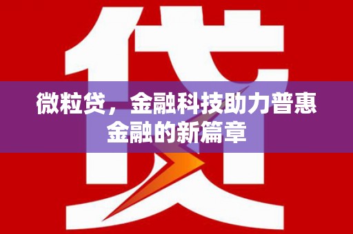 武鸣微粒贷，金融科技助力普惠金融的新篇章