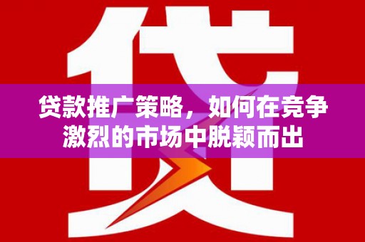 武鸣贷款推广策略，如何在竞争激烈的市场中脱颖而出