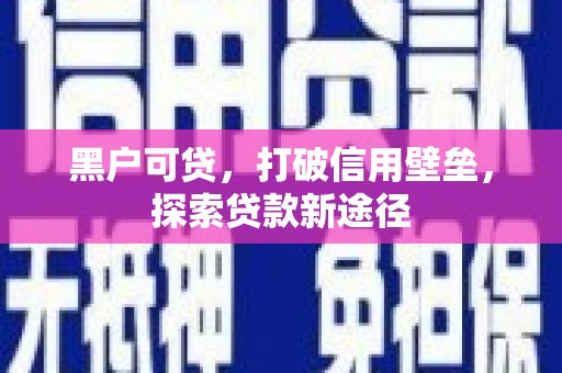 武鸣黑户可贷，打破信用壁垒，探索贷款新途径