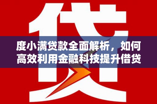 武鸣度小满贷款全面解析，如何高效利用金融科技提升借贷体验