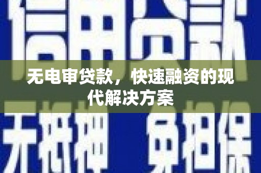 武鸣无电审贷款，快速融资的现代解决方案