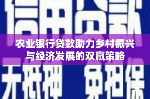 武鸣农业银行贷款助力乡村振兴与经济发展的双赢策略