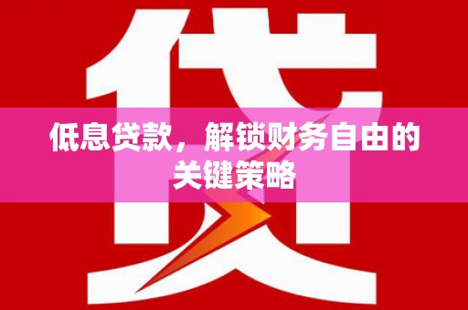 武鸣低息贷款，解锁财务自由的关键策略