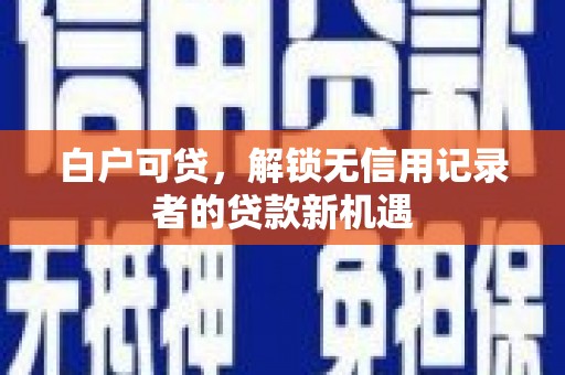 武鸣白户可贷，解锁无信用记录者的贷款新机遇