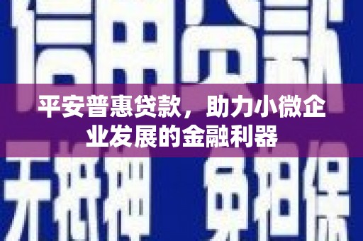武鸣平安普惠贷款，助力小微企业发展的金融利器