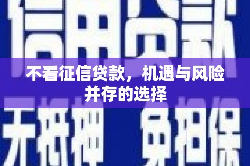武鸣不看征信贷款，机遇与风险并存的选择